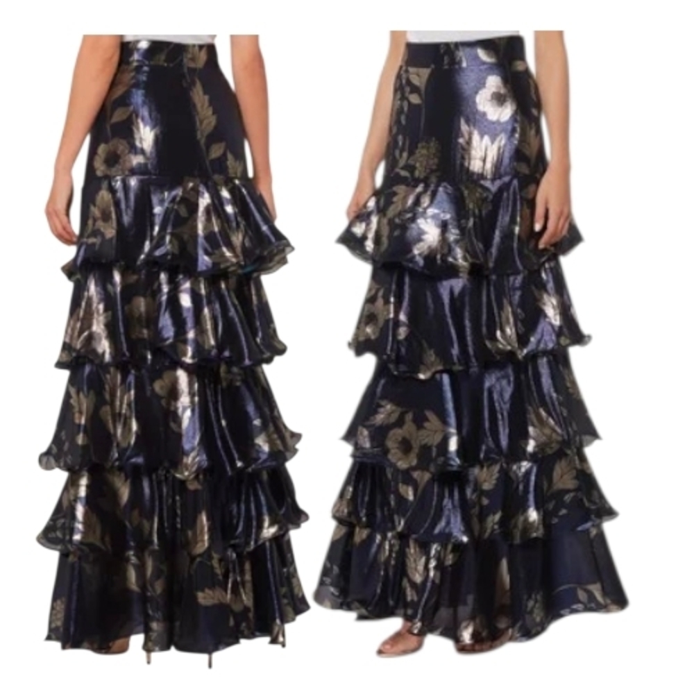 Johanna Ortiz “Midnight & Silver Tangled Garden” Blue Nile Maxi Skirt – Size 8 - Picture 11 of 14